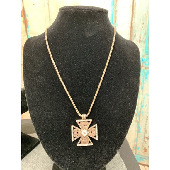 Brighton Maltese Cross   15.5" Chain (adustable to 20" Silver and Clear Stone - Picture 6 of 7